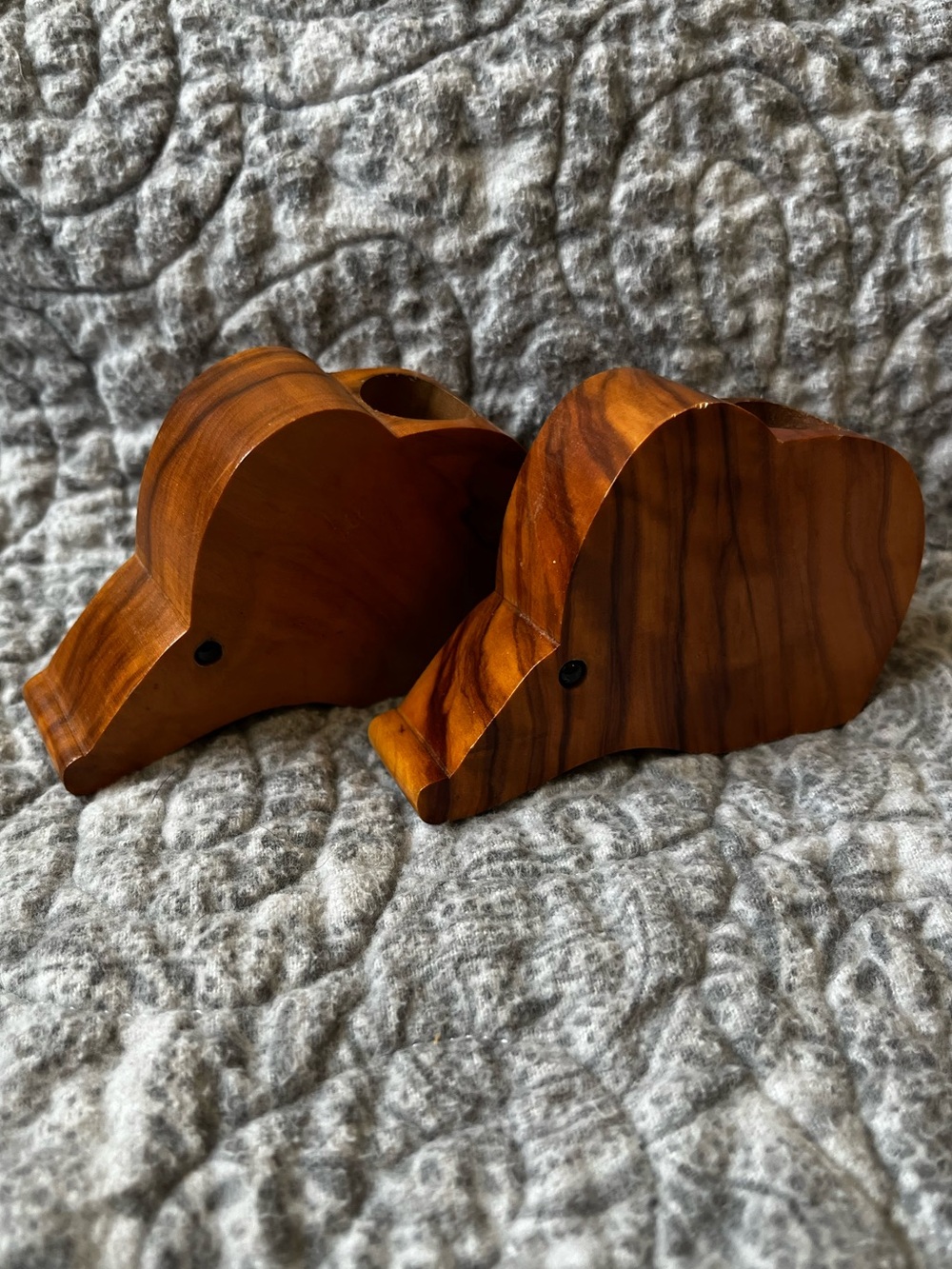 Vintage Wooden Mice Candleholders